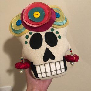Handmade Mexican Dia de los Muertos Small Pillow